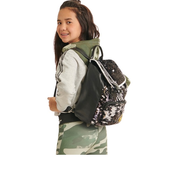 🆕Justice JusticeSport Black Sequin Mini Back Pack - Picture 3 of 8